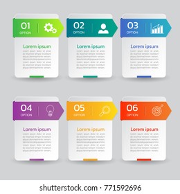 infographics banners template with 6 options,can be used for workflow layout, diagram, website,corporate report,advertising, marketing.vector.