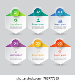 infographics banners template with 6 options,can be used for workflow layout, diagram, website,corporate report,advertising, marketing.vector.