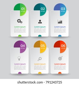 infographics banners template with 6 options,can be used for workflow layout, diagram, website,corporate report,advertising, marketing.vector.