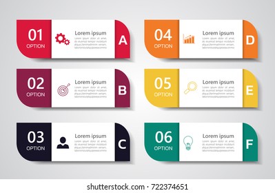infographics banners template with six options,can be used for workflow layout, diagram, website,corporate report,advertising, marketing.vector.