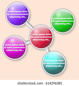 Infographics. Beautiful scheme of colored circles with space for your text. Presentation. Vector illustration.