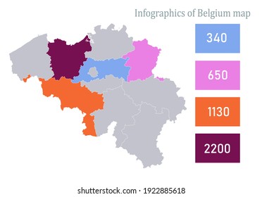 Infographics of Belgium map, individual region vector