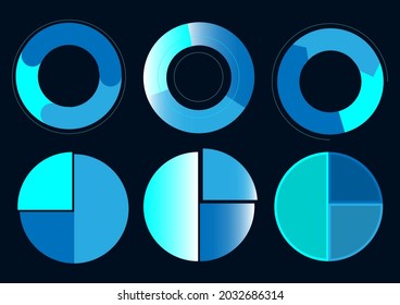 Gráfico circular de forma circular de color azul de infografía