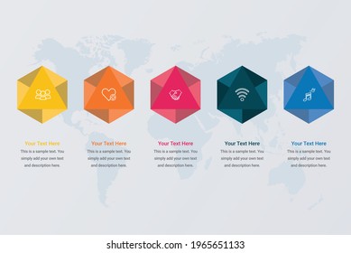 Infographics box square with 5 paper data vector image