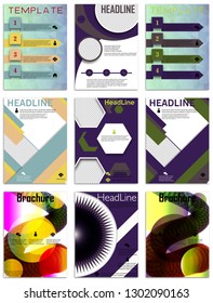 Infographics in brochures for minimalist design style on a white background. Use in presentation templates, flyer and leaflet, corporate report, marketing, advertising, annual report and banner.