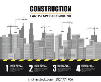 Infographics Building background under Construction site  , Vector illustration  template design.