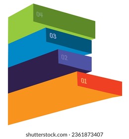 Infografik-Geschäft. 4 Schritte mehrfarbig zum Erfolg. Vektorgrafik-Flachdesign.