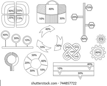 Infographics business accounting. Vector coloring book illustration set