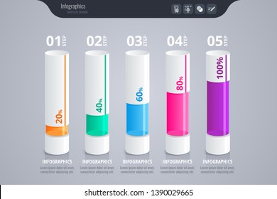Infographics for business concept. Isometric vector Infographic design. Glossy and transparent - Vector

