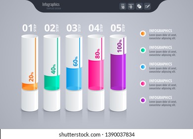 Infographics for business concept. Isometric vector Infographic design. Glossy and transparent - Vector