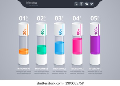 Infographics for business concept. Isometric vector Infographic design. Glossy and transparent - Vector