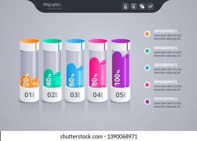 Infographics for business concept. Isometric vector Infographic design. Glossy and transparent - Vector