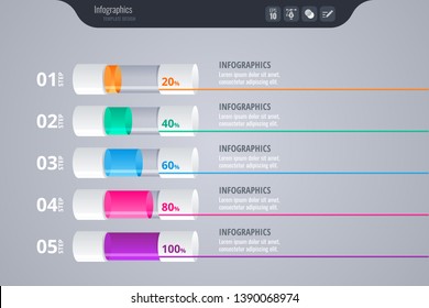 Infographics for business concept. Isometric vector Infographic design. Glossy and transparent - Vector