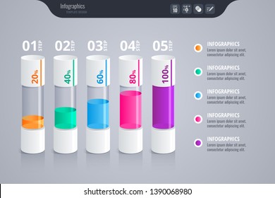 Infographics for business concept. Isometric vector Infographic design. Glossy and transparent - Vector