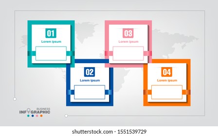 Infographics business data elements visualization, Abstract elements of graph. 4-steps Process chart  concept. can be used web design or presentation, illustration vector background