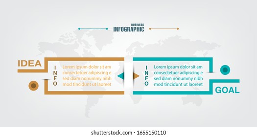 Infographics business data elements visualization, Abstract elements of graph, Process chart 
2-steps concept. can be used web design or presentation, 
illustration vector background