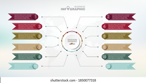 Infographics business data elements visualization, Abstract elements of graph, Process chart 
12-steps concept. can be used web design or presentation, 
illustration vector background