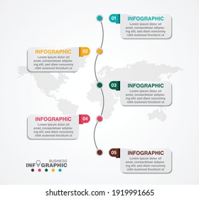 Infographics business data elements visualization, Abstract elements of graph, Process chart 
5-steps concept. can be used web design or presentation, 
illustration vector background