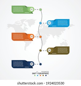 Infographics business data elements visualization, Abstract elements of graph, Process chart 
5-steps concept. can be used web design or presentation, 
illustration vector background