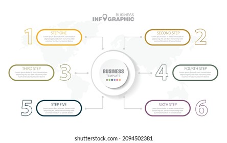 Infographics business data elements visualization, Abstract elements of graph, Process chart 
6-steps concept. can be used web design or presentation, 
illustration vector background
