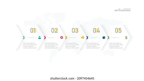 Infographics business data elements visualization, Abstract elements of graph, Process chart 
5-steps concept. can be used web design or presentation, 
illustration vector background