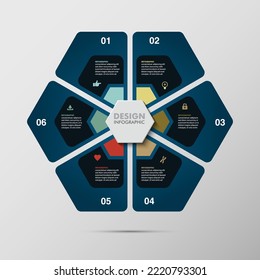 Infographics business data elements visualization, Abstract elements of graph, Process chart 
6-steps concept. can be used web design or presentation, 
illustration vector background