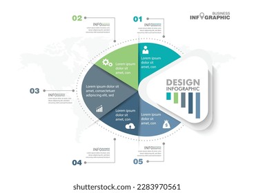 Infographics business data elements visualization, Abstract elements of graph, Process chart 
5-steps concept. can be used web design or presentation, 
illustration vector background