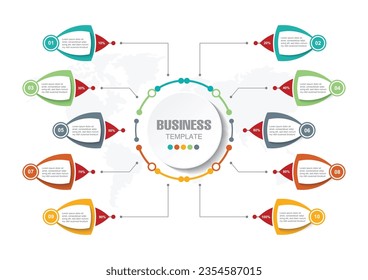 Infographics business data elements visualization, Abstract elements of graph, Process chart 
10-steps concept. can be used web design or presentation, 
illustration vector background