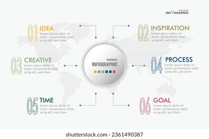 Infographics business data elements visualization, Abstract elements of graph, Process chart 
6-steps concept. can be used web design or presentation, 
illustration vector background