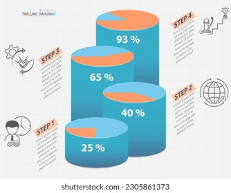 Infographics business data visualization elements with 4 options.Can be used for statistics, website, marketing presentation, vector illustration