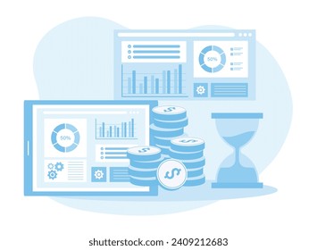 infographics and business development analysis data trending concept flat illustration