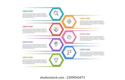 Infographics business diagram with 7 steps, options, or processes. Vector illustration.