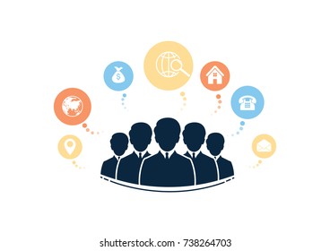 Infographics business people  team  flat design of  creative idea concept
