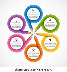 Infographics for business presentations or information banner. Pencils in a circle
