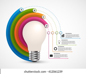 Infographics for business presentations or information booklet. Idea light bulb with a diagram. Vector illustration. 