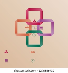 Infographics for business, project, presentation. Infographics for four positions in the form of squares, icons, without text, write independently.