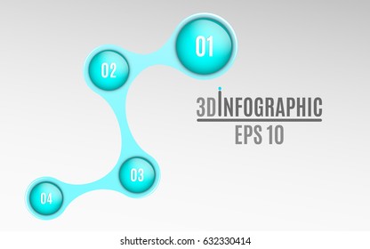 Infographics for business projects. Glossy diagram in 3d style. Volumetric, glossy balls with option numbers. Business strategy. Vector illustration of a metaball style. EPS 10