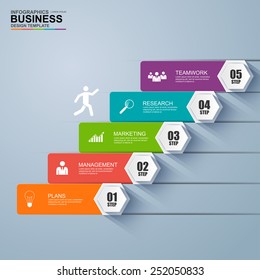 Infographics business stair step success vector design template