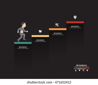 Infographics business stair step success vector design template