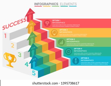 Infographics Business Staircase Element Design Number Stock Vector ...