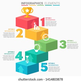 INFOGRAPHICS Business Staircase element design the number