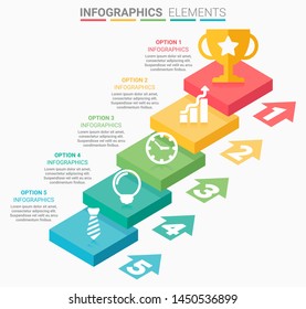 INFOGRAPHICS Business Staircase element design the number