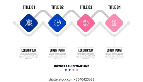 Infographics of business strategy flow and corporate communication, there are 4 optional steps. Vector illustration