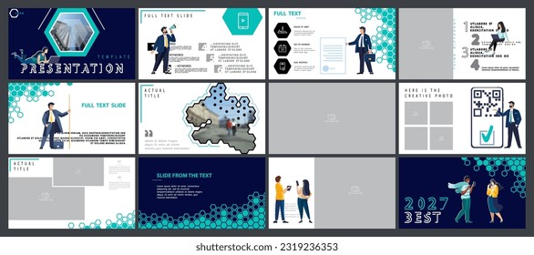 Infographics. Business team plans business presentation, financial success, powerpoint, launch of new technology. Design template elements, background, set. Team of people creates a business, teamwork