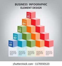 Infographics business template with arrow steps for Presentation, Sale forecast, Web design, Improvement, Step by Step