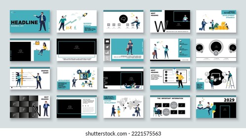 Infographics. Businessman plans business presentation, financial success, powerpoint, launch of new project. Design template elements, background, set. A team of people creates a business, teamwork