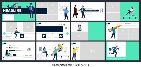 Infographics. Businessman plans business presentation, financial success, powerpoint, launch of new project.Design template elements, white background, set.A team of people creates a business,teamwork