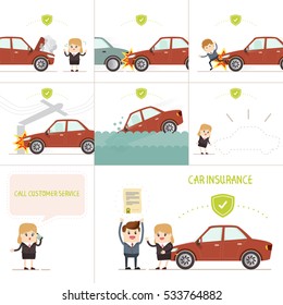 infographics businesswoman have insurance coverage with various accident