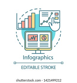 Infographics chalk concept icon. Channels for SEO idea thin line illustration. Marketing, SMM metrics. Awareness content. Data representation. Vector isolated outline drawing. Editable stroke