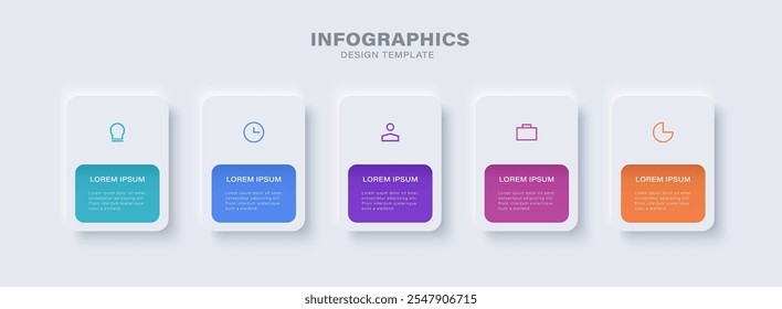 Infographics chart design template. Business success Infochart with icons. Graphics with 5 options. Visual representation of data